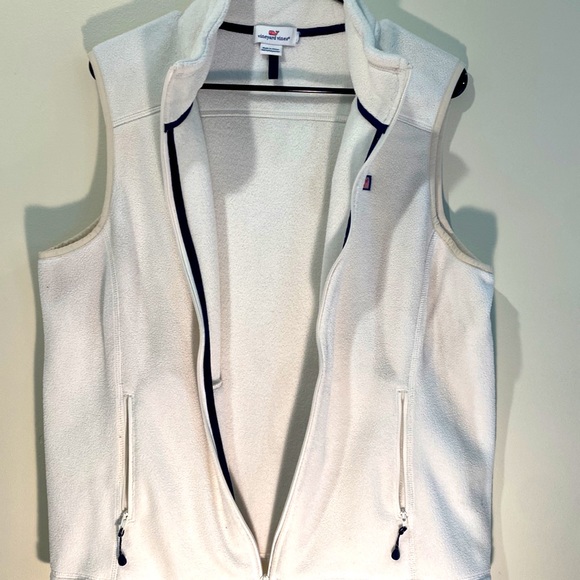 Mens White Fleece Zip up Vest - Picture 4 of 6